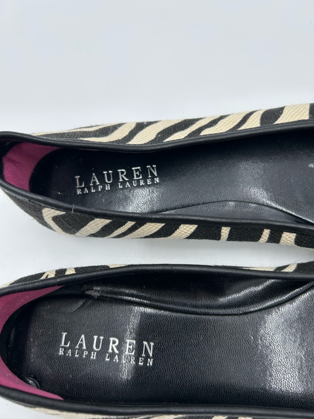 Ralph Lauren Zebra Print Black & Cream Slip-On Ballet Flats 8.5 - Picture 4 of 8